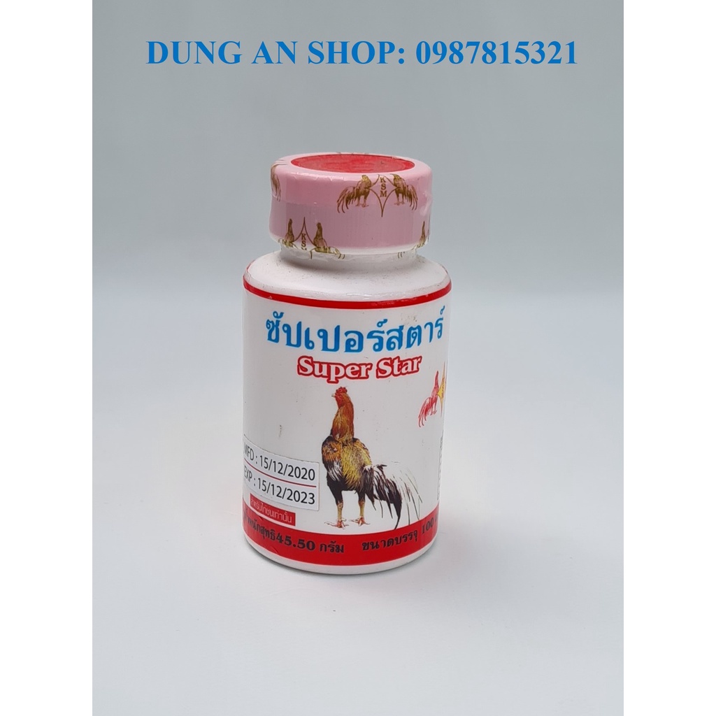SUPER STAR: Viên bổ gân gối cho gà đá - Viên bổ gân gối đỏ dành cho gà đá - bổ gân, cứng xương - 1 Lọ 100 viên