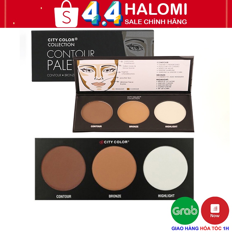 Phấn Tạo Khối City Color 3 ô Contour Effects 100g Chính Hãng US HALOMI