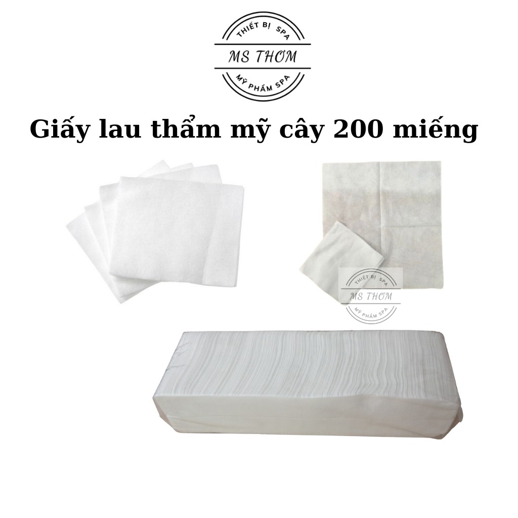 Giấy lau thẩm mỹ dùng để lau mặt trong Spa, Thẩm Mỹ Viện, giấy mềm mịn, dai, thấm hút nước tốt (200 miếng/cây)