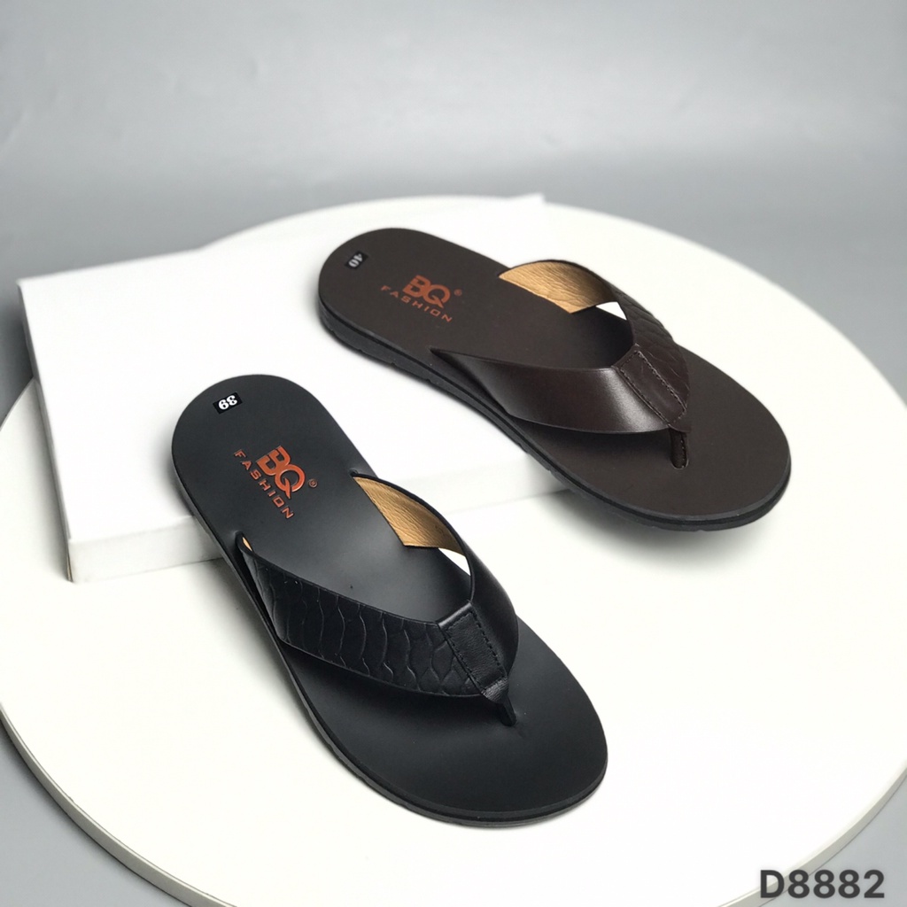 Dép kẹp nam BQ ❤️FREESHIP❤️ Dép xỏ ngón quai da đế cao su dập vân cao cấp D8882