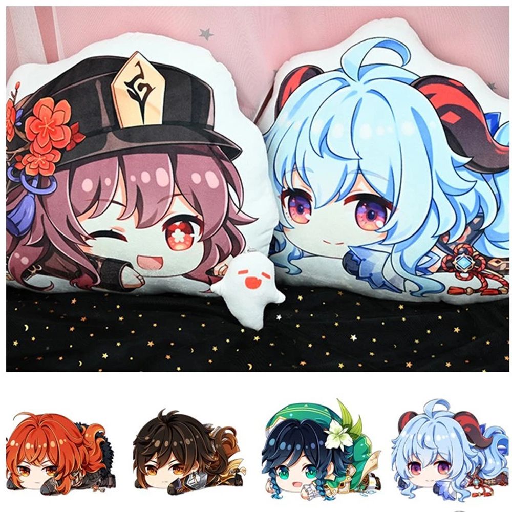 Gối nhồi bông hình nhân vật hoạt hình Genshin Impact Anime Keqing Lumine dễ thương