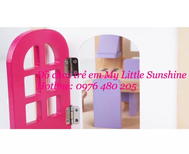 Nhà búp bê Barbie 2 tầng bằng gỗ cỡ lớn cho Bé [ có nội thất]