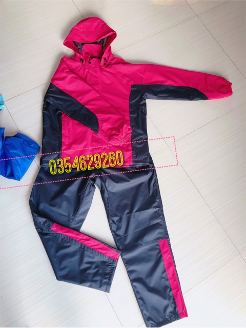 Bộ quần áo mưa chống thấm thời trang 2 lớp mũ tháo rời