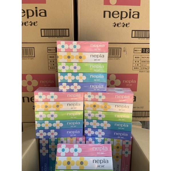 Sét 5 Hộp Giấy Ăn Nepia Hàng Nhật 2 Lớp Dai Mịn Không Bụi