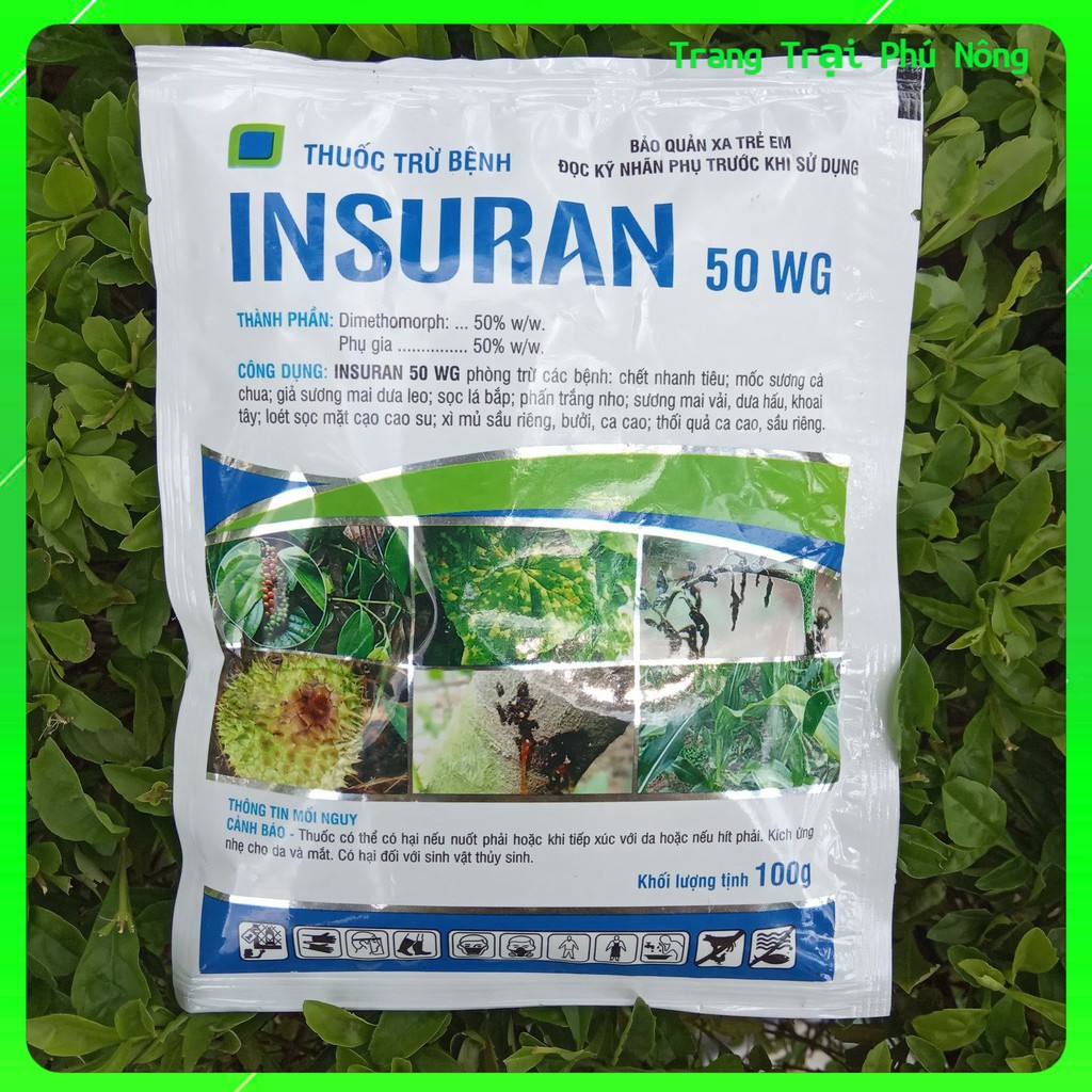 Thuốc Trừ Bệnh Nội Hấp INSURAN 50WG - Gói 100gam - Trừ Bệnh Phấn Trắng, Sương Mai, Thối Quả và các loại nấm bệnh