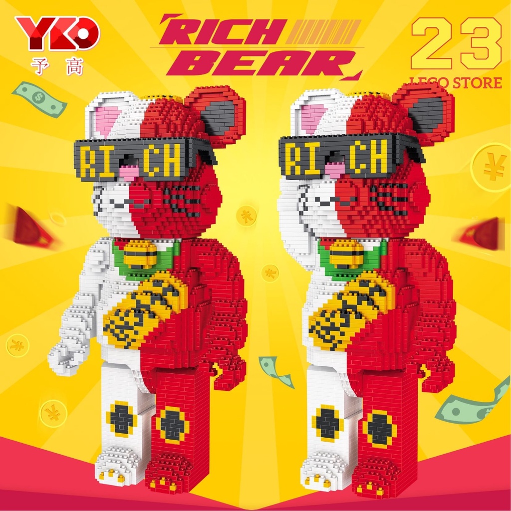 Bộ đồ chơi lắp ghép gấu BearBrick vs LV cao 31cm (