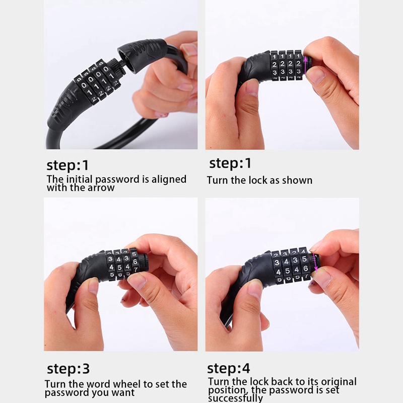 Khóa Dây Thép 4 Số Chống Trộm Cho Xe Đạp/Xe Máy