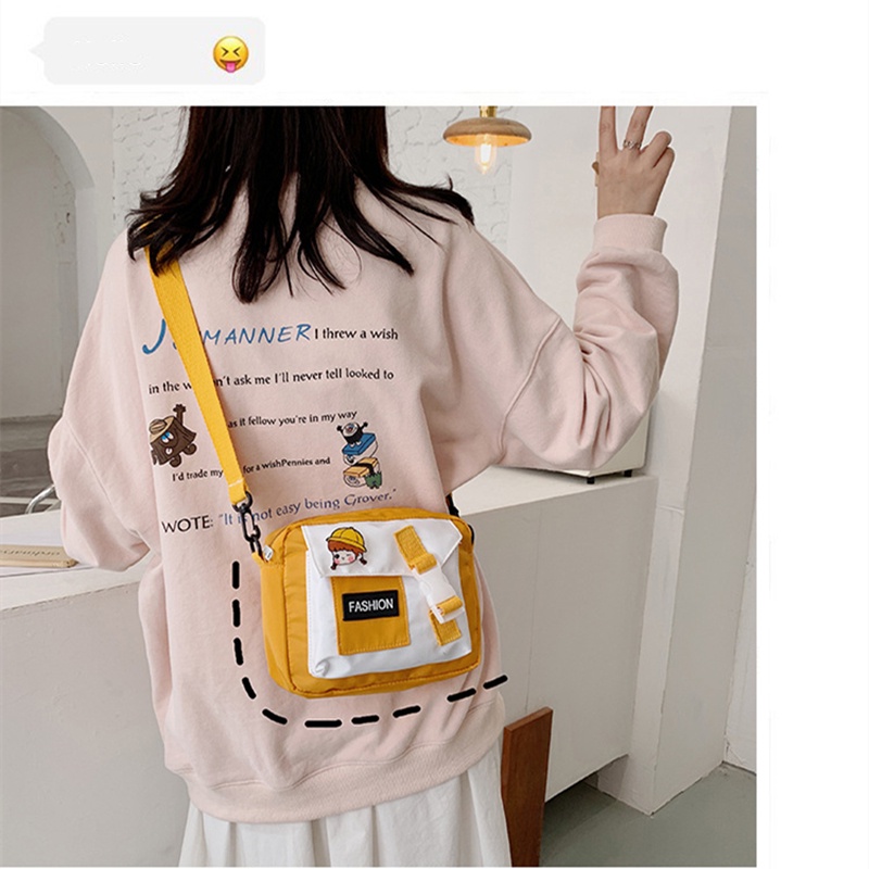 Túi Đeo Chéo Vai Đựng Điện Thoại Bằng nylon Họa Tiết Hoạt Hình Đơn Giản Phong Cách retro Hợp Xu Hướng Mới Cho Nữ Sinh
