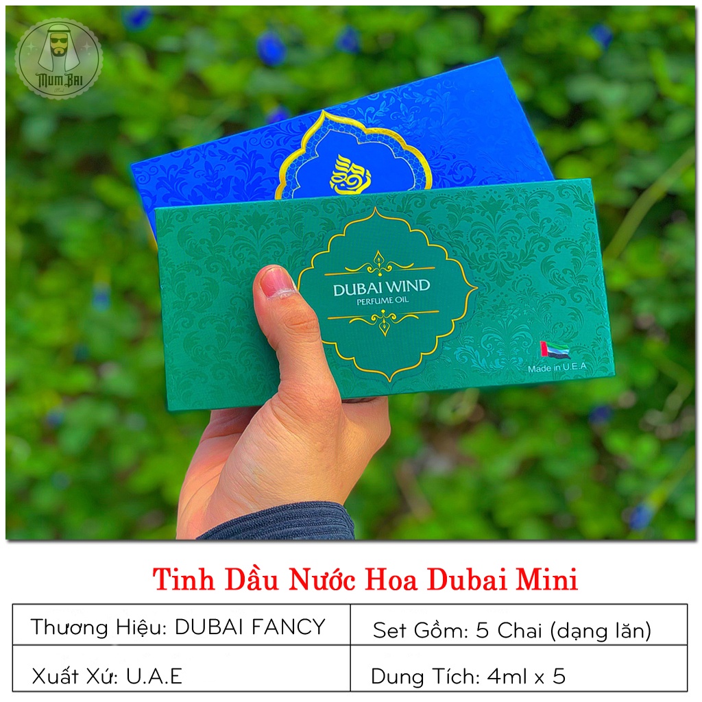 Tinh dầu nước hoa dubai mini dạng lăn 5ml, Set 5 chai tinh dầu dubai lưu hương lâu trên 8h