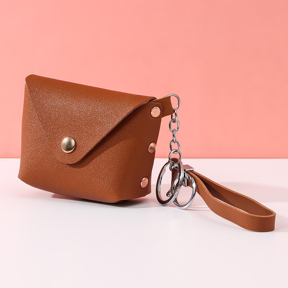 Ví Da PU Mini Màu Trơn Đựng Chìa Khóa