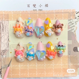 Nail box cô gái thổi bong bóng