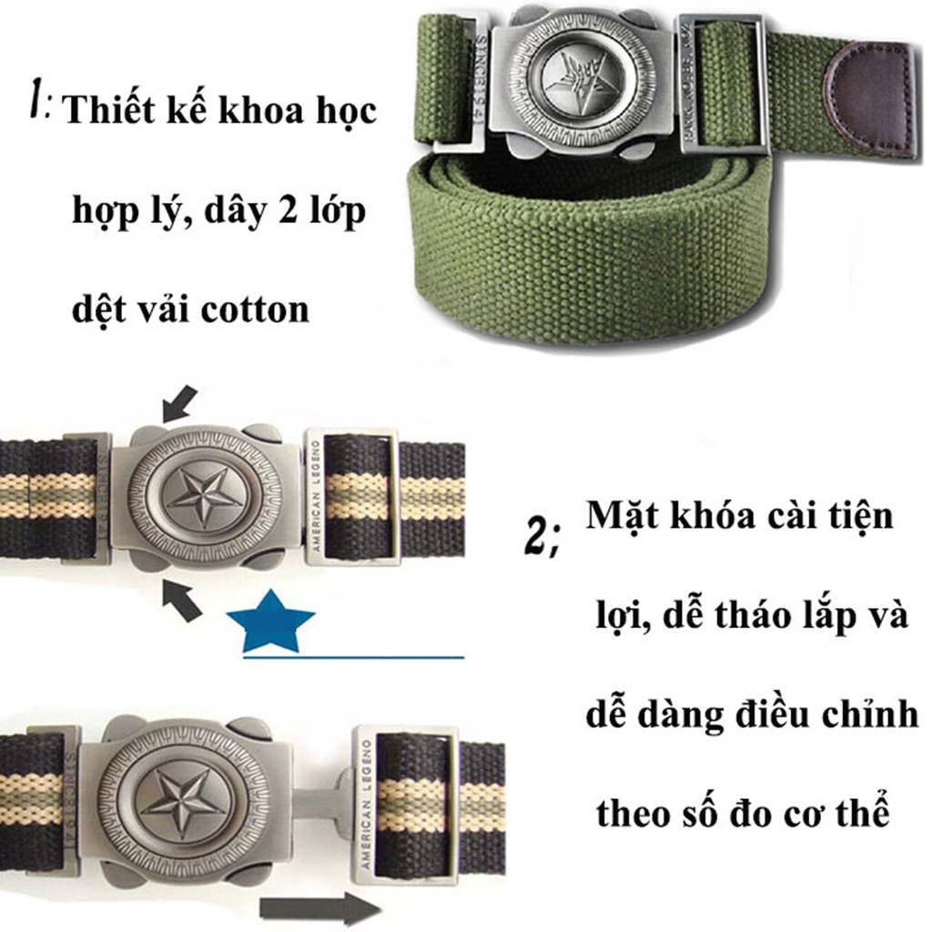 Thắt Lưng Nam Vải Bố,Dây Nịt Nam Vải Dù Khóa Chống Ghỉ Siêu Bền Thời Trang Phượt