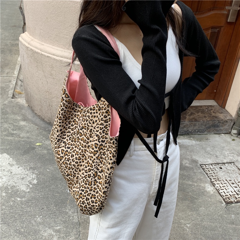 Túi đeo vai IELGY cỡ lớn họa tiết da báo thời trang cho nữ