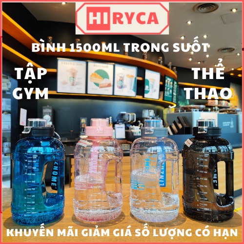 Bình nước tập gym, bình đựng nước thể thao cute đẹp bằng nhựa 2 lít 2 và 1 lít 5 HI.RYCA BN_Gop2.2