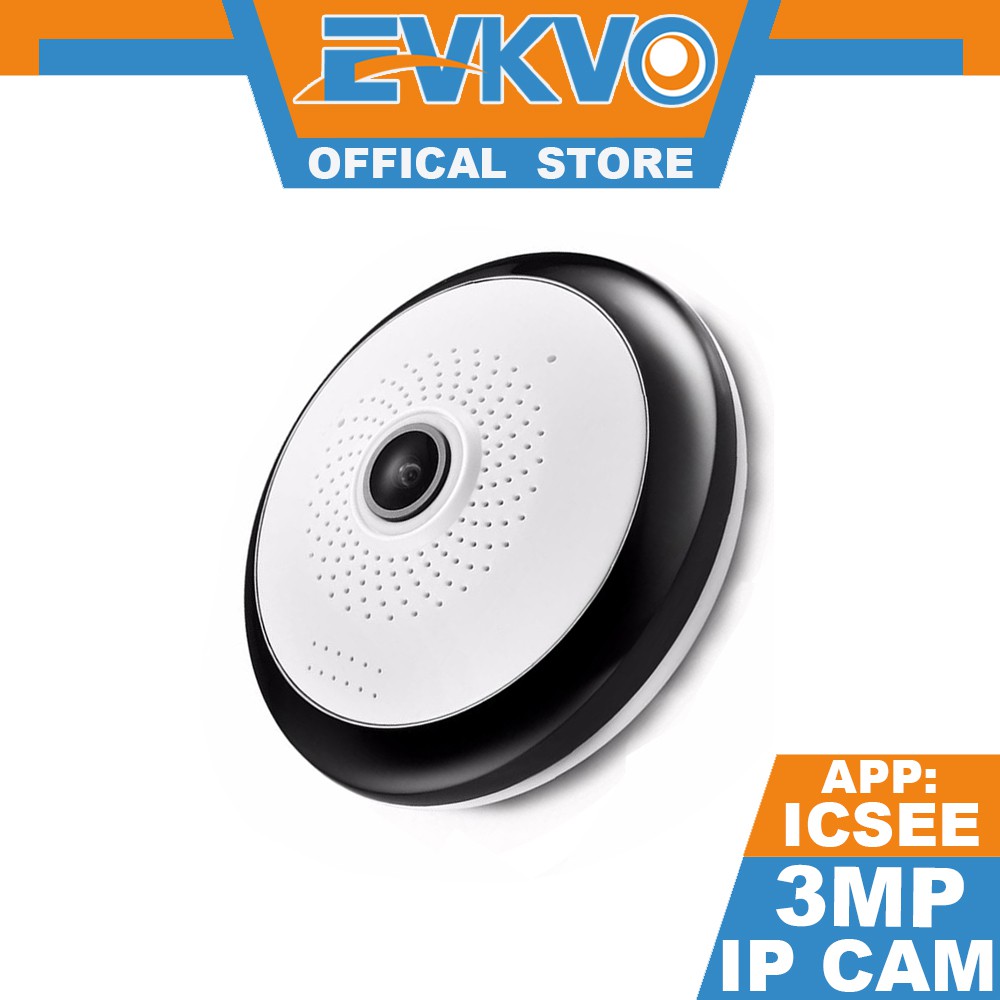 EVKVO -  360 Degree Panoramic - ICSEE APP 3MP Indoor Wireless WIFI IP CCTV Camera VR Fisheye Lens Home Security Camera