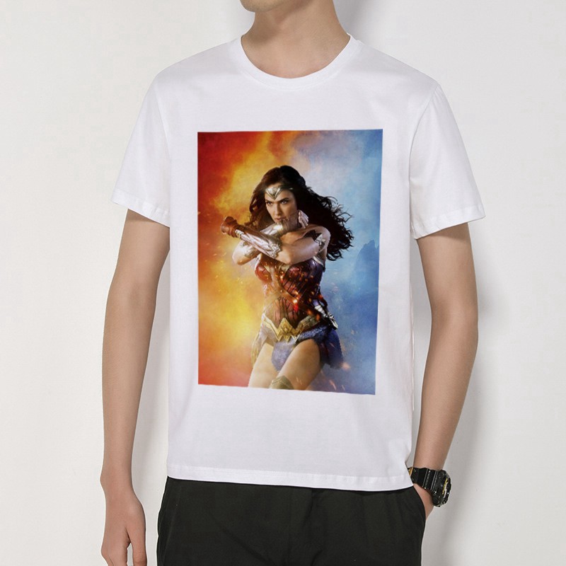 Áo thun nam Áo thun nam không cổ chất mát - In hình Chiến binh Wonder woman W2 - Album W