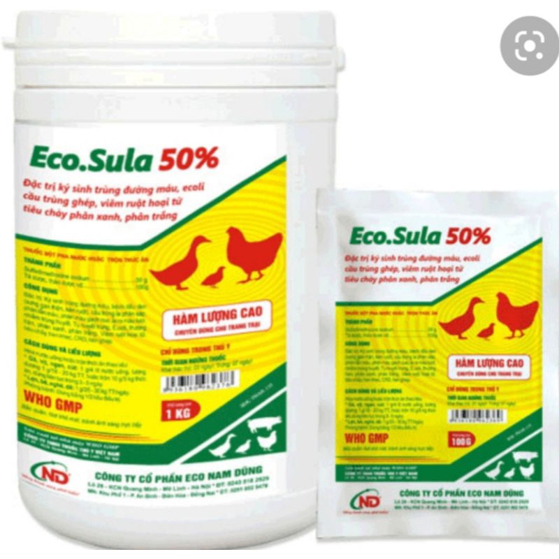 Eco Sula 50% 50 gram sử dụng trên vật nuôi k ý s i nh t r ù ng đ ường m á u hsd 04/06/2023