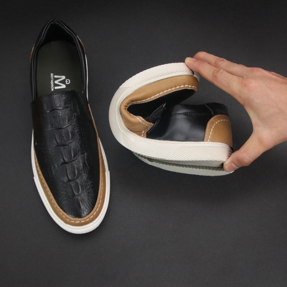 giày lười nam thời trang cá tính G574 giày vân cá sấu đen nâu kết hợp | BigBuy360 - bigbuy360.vn