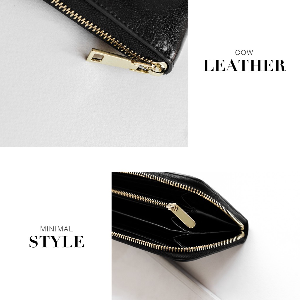 Ví dài nữ cầm tay Yono Wallet chất da bò thật, kiểu dáng tối giản đựng vừa phone để đi chơi, đi làm hoặc dự tiệc tinh tế