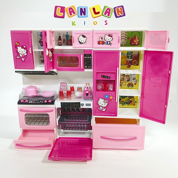 Bộ đồ chơi tủ bếp Hello Kitty 8922 màu hồng dễ thương dành cho bé