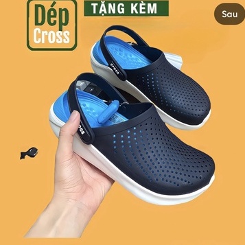 Dép sục Cross nam nữ unisex màu xanh navy/ xanh dương lượn sóng cao đi mưa full box đủ màu và full size 35 đến 45