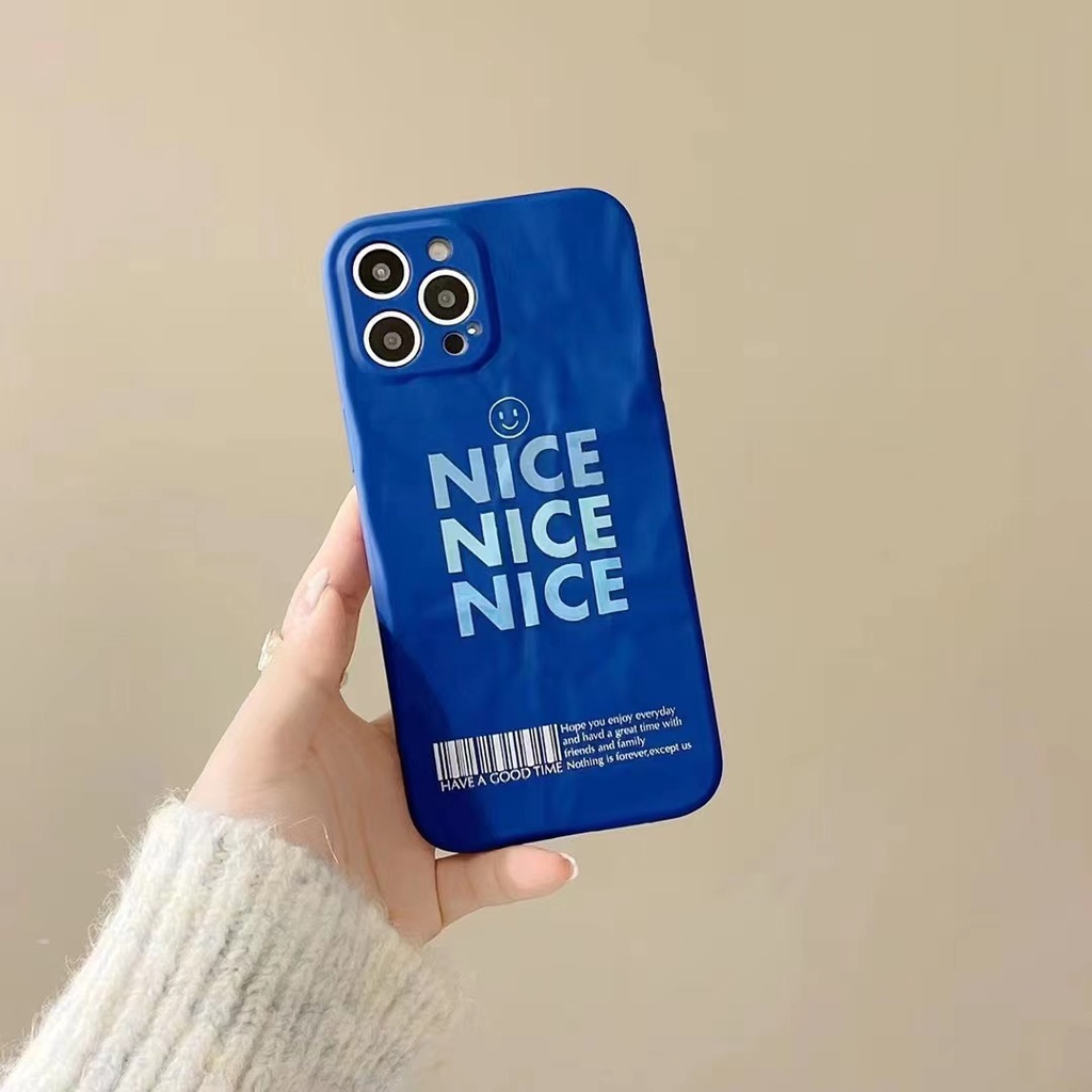Ốp điện thoại TPU dẻo xanh dương họa tiết chữ cái thích hợp cho iPhone 7plus 8Plus 11 11PROMAX 12 12PRO 12PROMAX 13pro