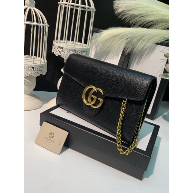 [Ảnh thật] Ví clutch cầm tay GUCCI flapbag SUPER‼️ fullbox ,card, túi vải logo GG màu đen