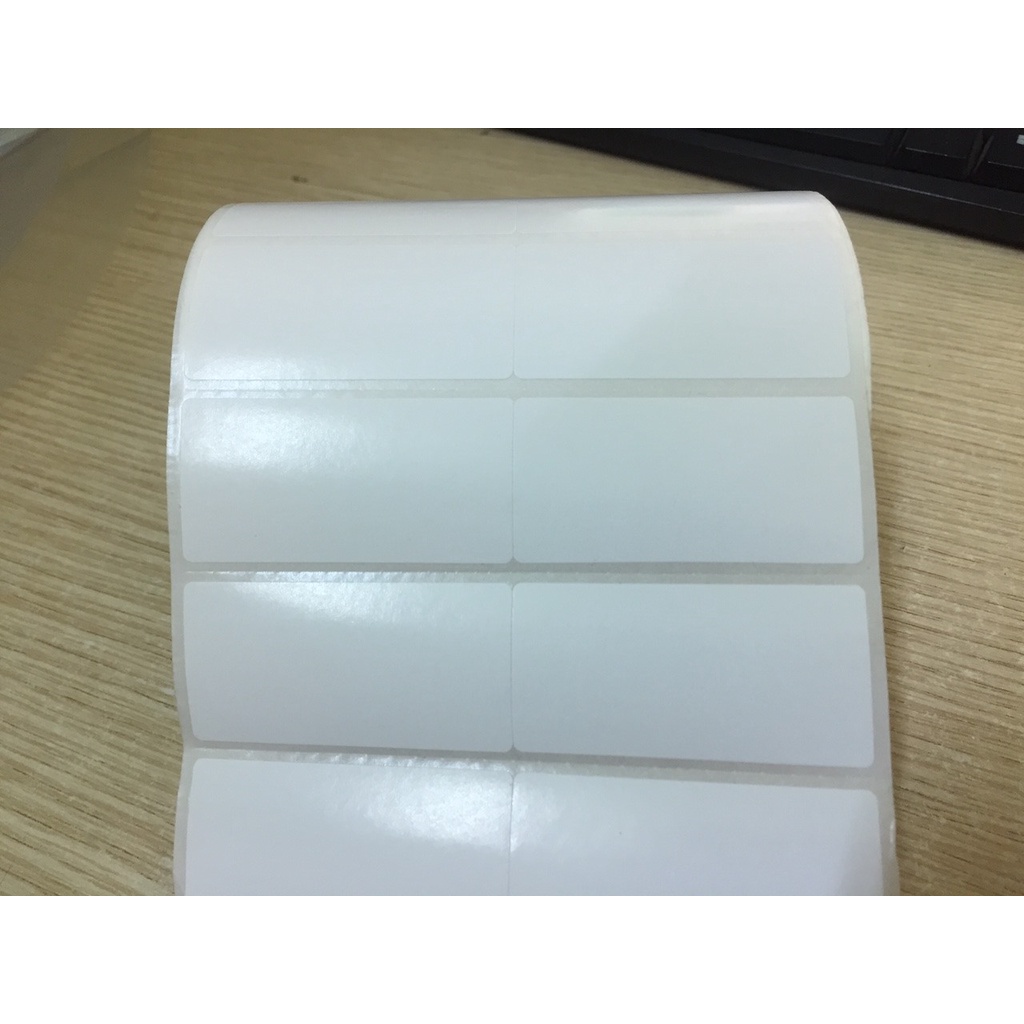 Giấy in tem mã vạch 50x25 2 tem/hàng, cuộn 50m