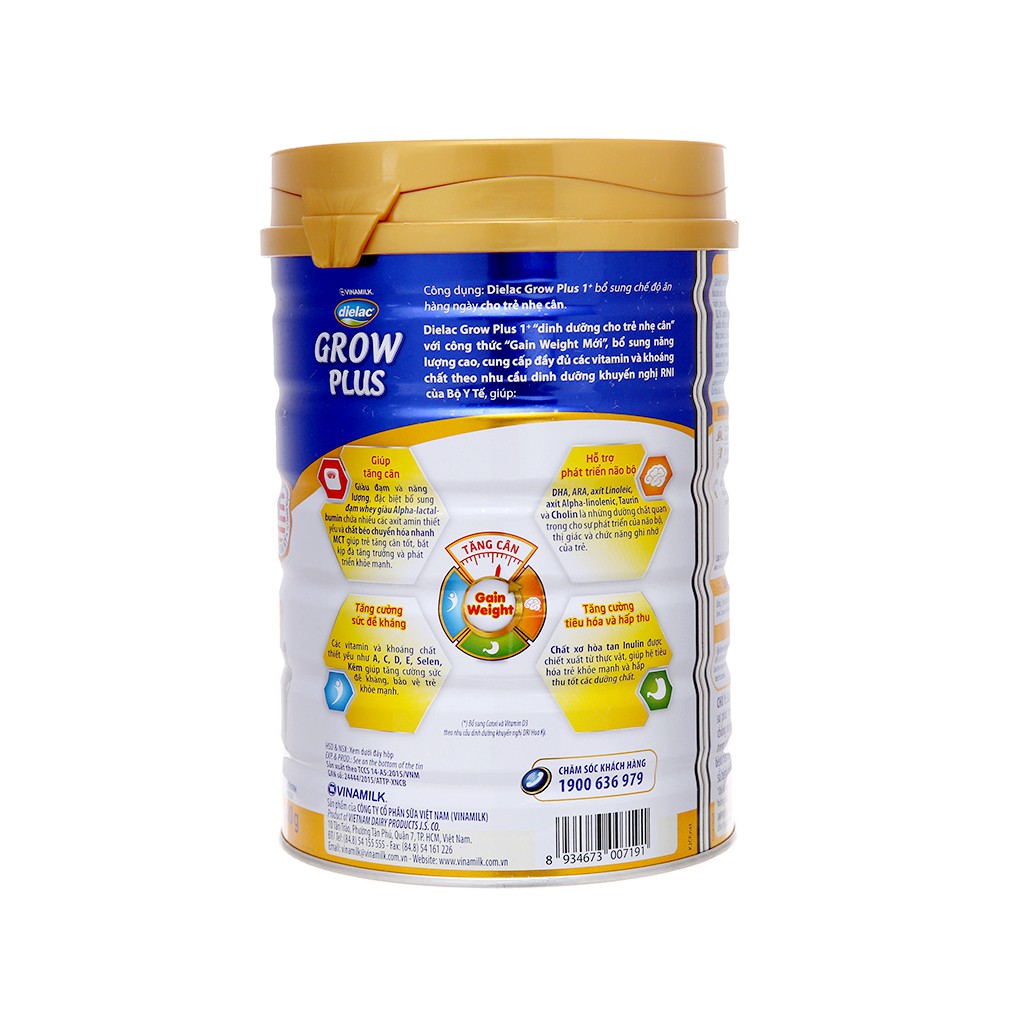 Sữa bột Dielac Grow Plus Xanh 1+ 900gr