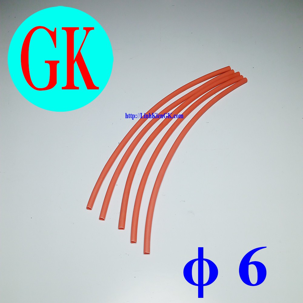[5 cái] Ống gen co nhiệt phi 6 màu đỏ dài 20cm