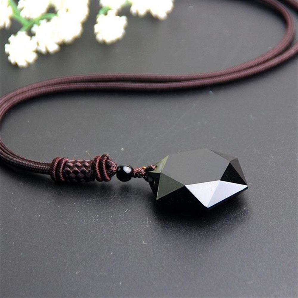 Dây chuyền mặt đá obsidian hình lục giác độc đáo dành cho nam