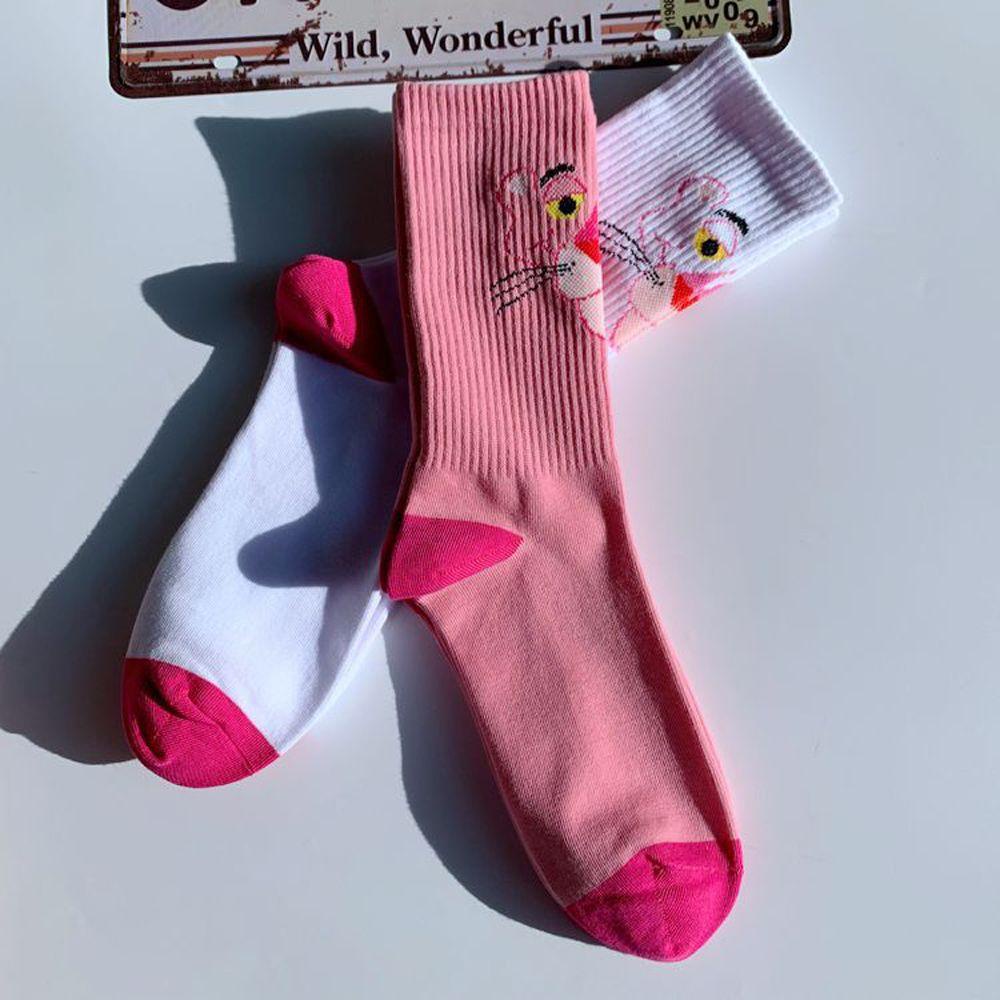 Vớ Cotton Cổ Vừa In Họa Tiết Hoạt Hình Pink Panther Thời Trang Dùng Làm Quà Tặng Giáng Sinh