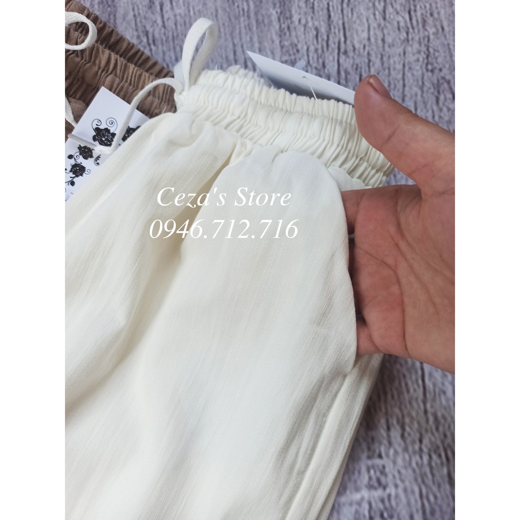 Quần ngố nữ Ceza shop, quần lửng vải đũi Hàn Quốc chất đũi mềm mịn mặc cực mát