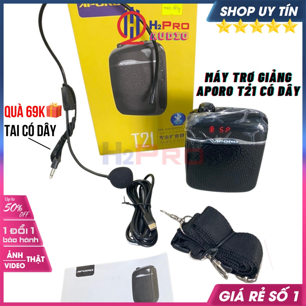 Máy Trợ Giảng Không Dây 2.4G, Loa Trợ Giảng Aporo T21 20W Có Dây, Cao Cấp Bluetooth 5.0, Usb-Thẻ Nhớ, Đài Fm-H2Pro Tech