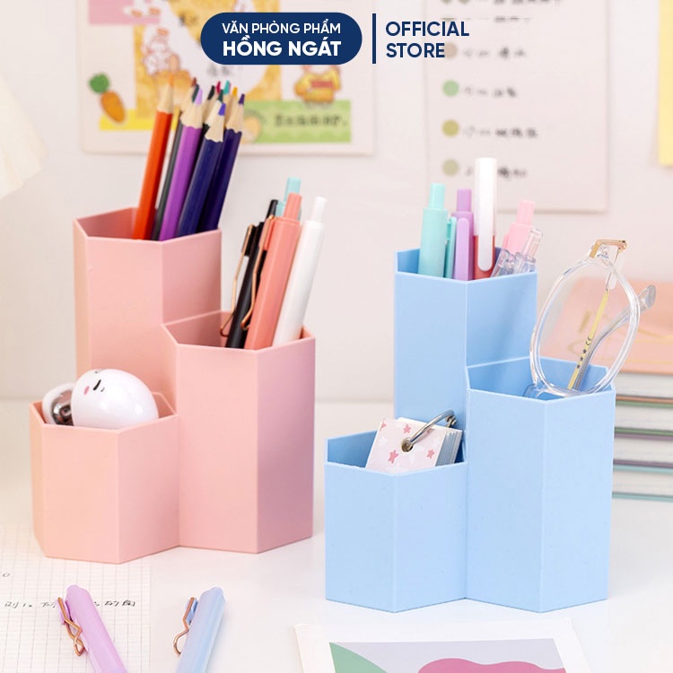 Ống đựng bút hình tổ ong, hộp đựng bút để bàn cute đa năng giá rẻ đồ dùng học tập dễ thương văn phòng phẩm OB08