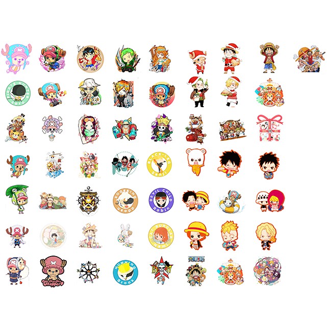 Set sticker chopper S50I7 Set Sticker one piece PVC chủ đề  trang trí xe mũ bảo hiểm laptop điện thoại Vali tủ nhựa