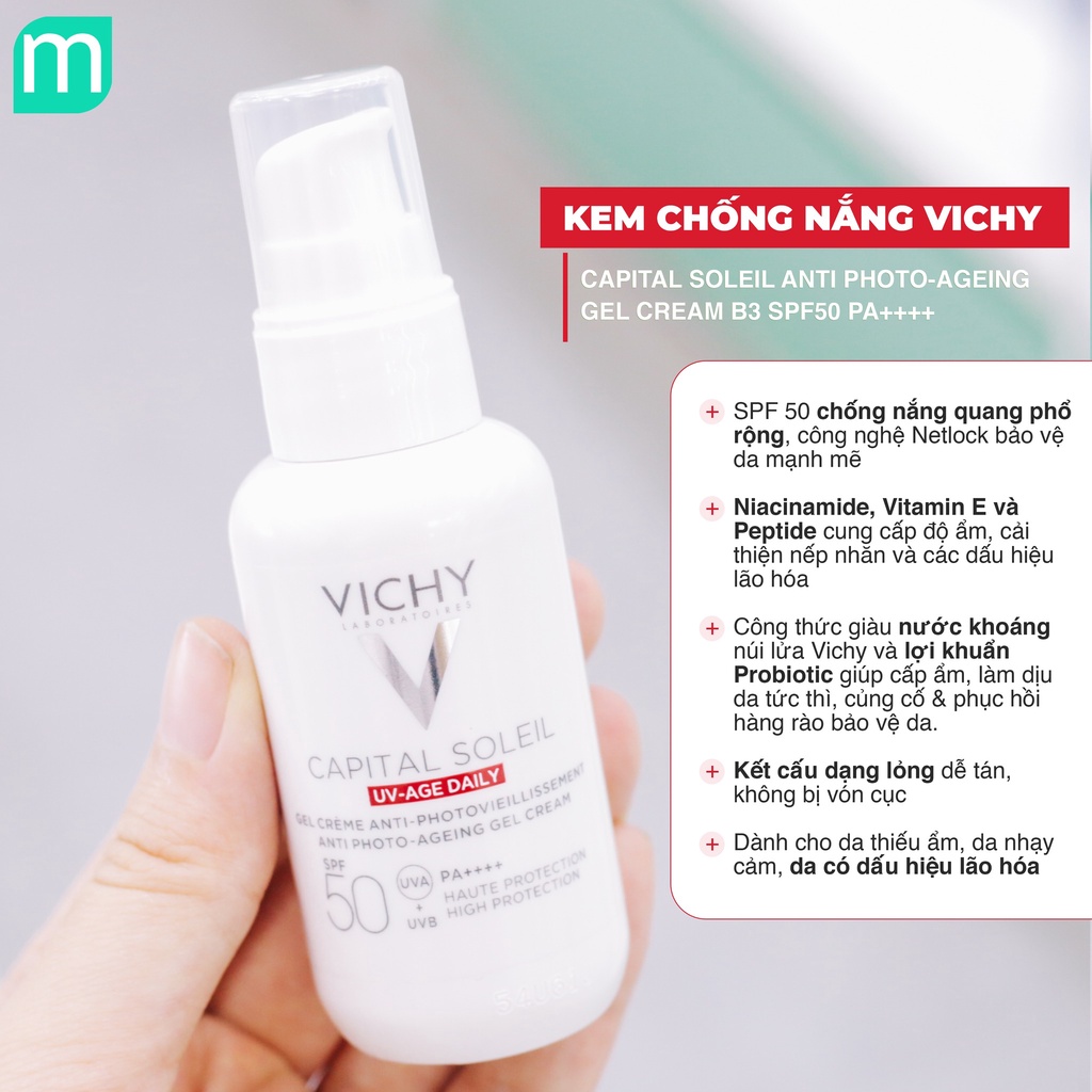 Kem chống nắng Vichy Capital soleil Anti photo-ageing gel cream B3 spf50