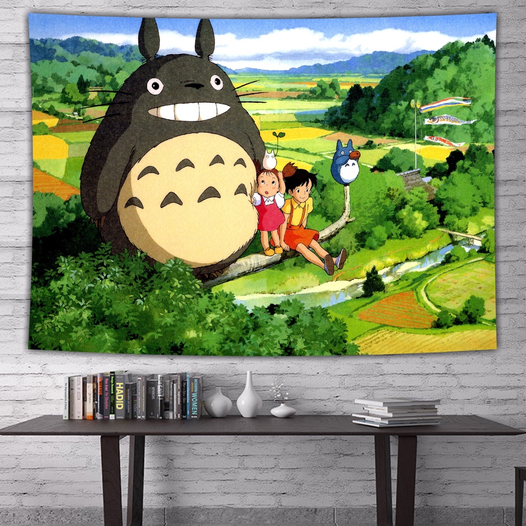 Thảm Treo Tường Họa Tiết Hoạt Hình Hàng Xóm Của Tôi Là Totoro Phong Cách Nhật Bản