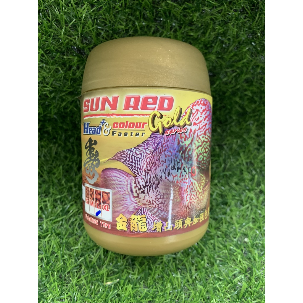 Thức ăn cá la hán Sun Red Gold 120g, tăng màu gold cho cá thêm óng ánh, sáng châu, tăng trưởng đầu