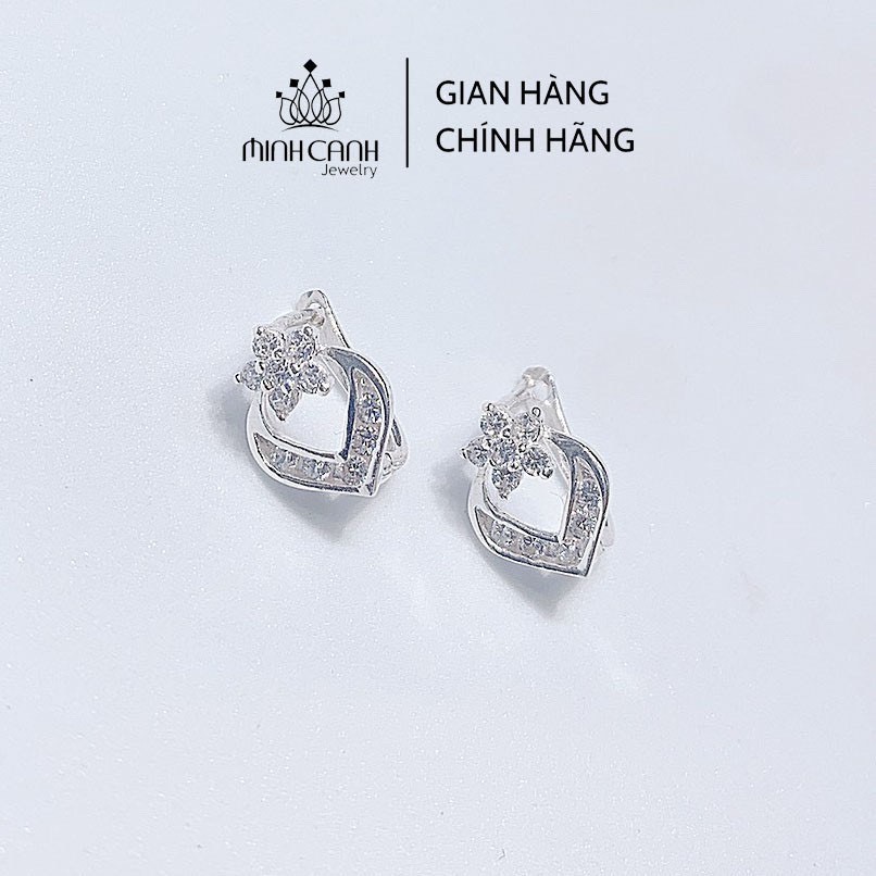 Bông Tai Bạc Hình Trái Tim Khóa Bấm Tròn - Minh Canh Jewelry