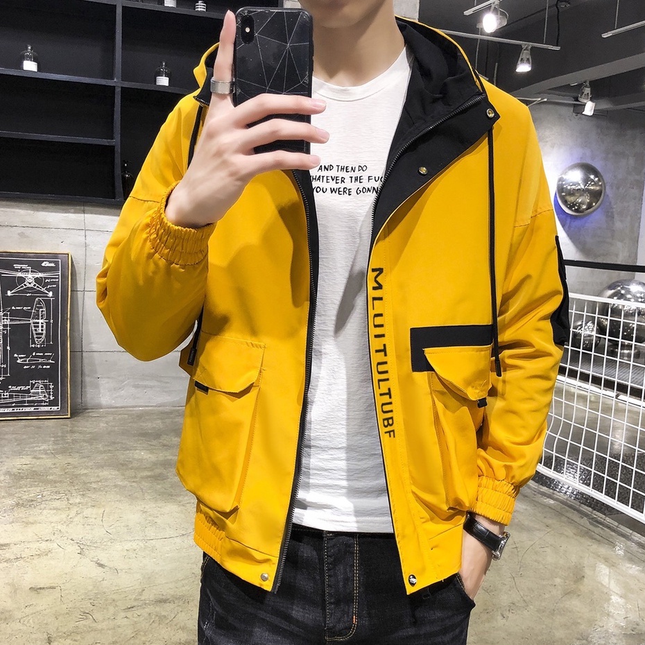 Áo khoác gió kaki túi hộp dành cho nam phong cách thời trang