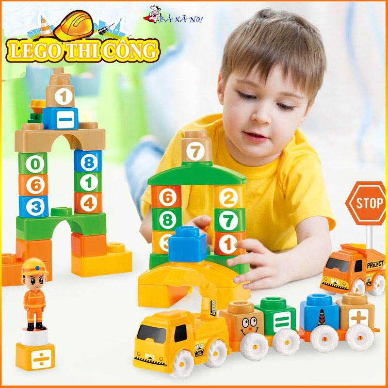 Bộ Đồ Chơi Xếp Hình Công Trường Xây Dựng Vui Nhộn 57 Chi Tiết Cho Bé - Bộ Xếp Hình Thông Minh