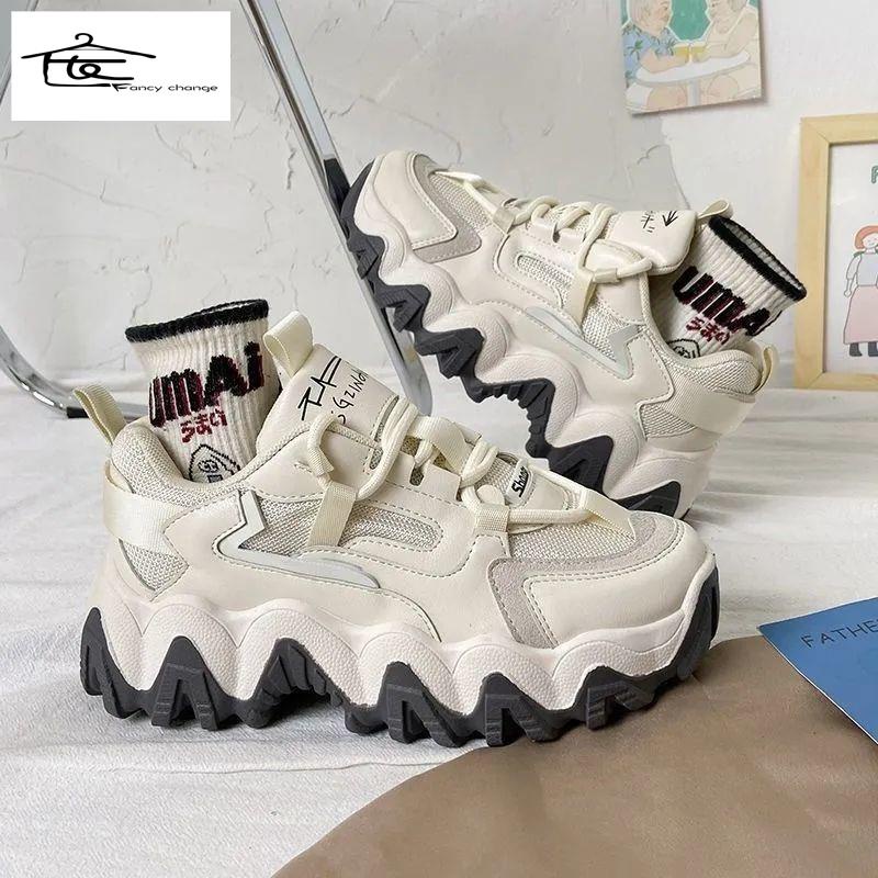 Giày Thể Thao Đế Dày Tăng Chiều Cao Màu Trắng Thời Trang Xuân Hè