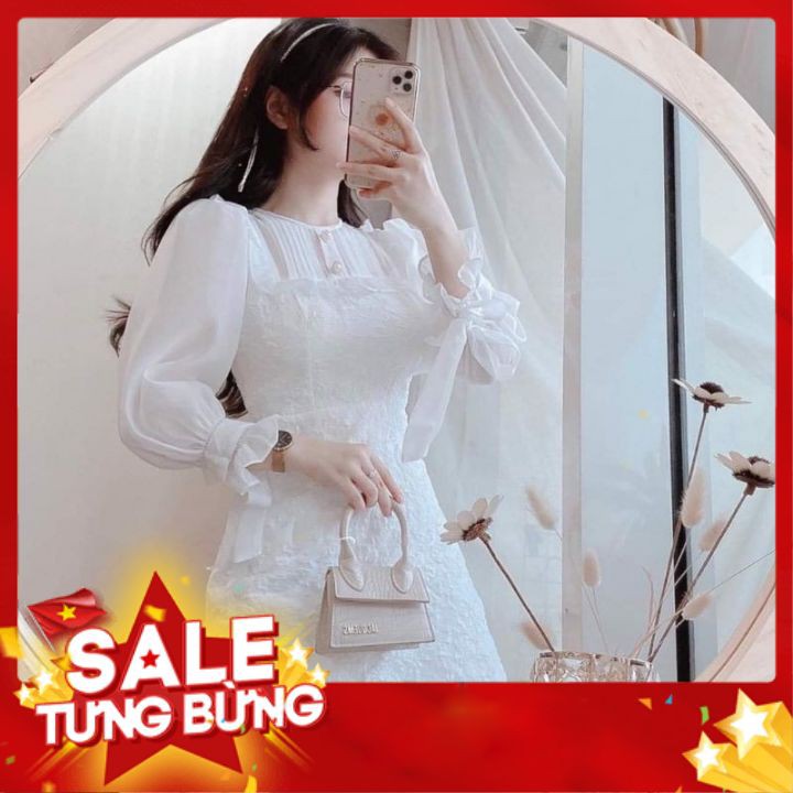 Đầm dự tiệc gấm xốp trắng nhẹ nhàng thanh nhã Ura Dress
