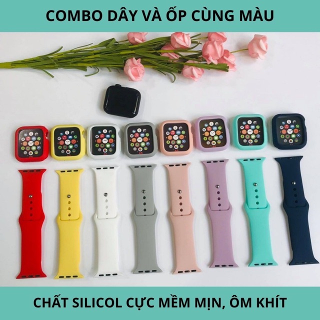 Combo 2 món dây cao su và ốp viền silicon dành cho AppleWatch