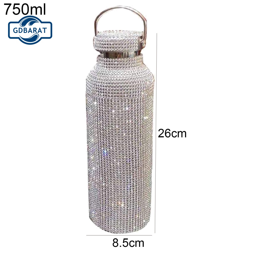 Bình Đựng Nước Giữ Nhiệt Bằng Thép Không Gỉ Đính Kim Cương Giả