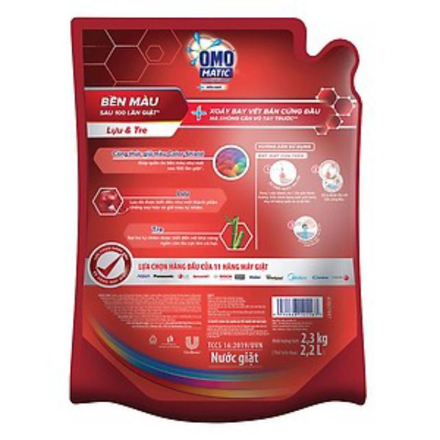Combo 2 Túi Nước giặt OMO Matic cho máy giặt cửa trên Túi 2.2kg