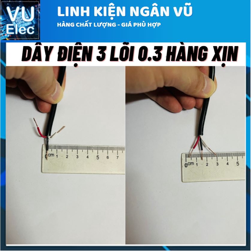 Dây điện đen tròn 0.3M 3  lõi 0.3MM Chất liệu dây Đồng 100% dây điện loại tốt