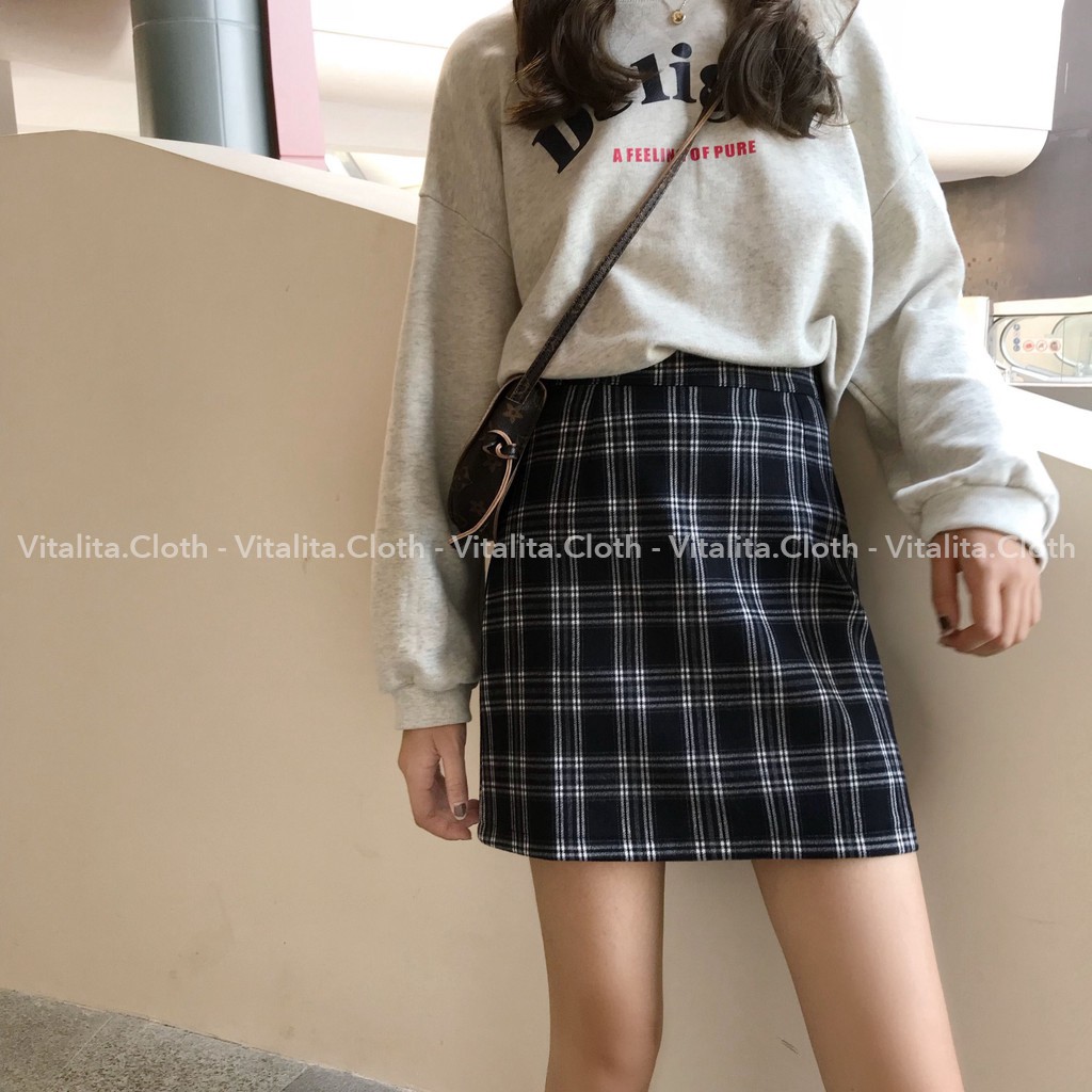 [Xả kho] Chân váy chữ A Caro ngắn lưng cao có quần lót trong - Ảnh video thật - Chất vải thô mềm mặc cực lên Form | BigBuy360 - bigbuy360.vn