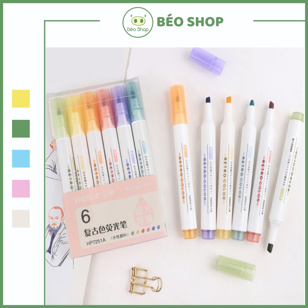 Bút dạ quang highlight pastel dùng ghi chú đánh dấu nhiều màu B01